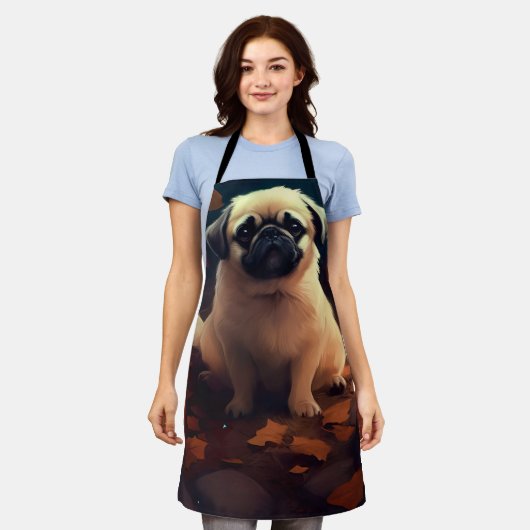 Halloween Pekingese mit Pumpkins Beängstigend Schürze (Getragen)