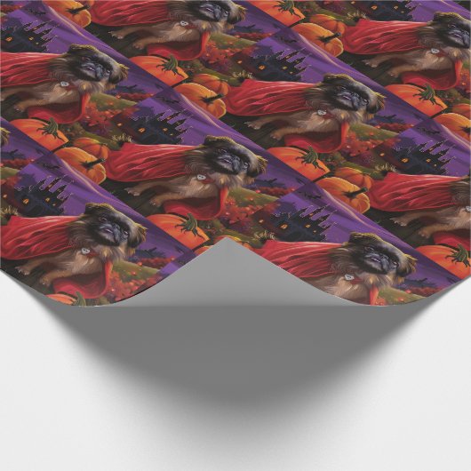 Halloween Pekingese Vampire Pumpkins Beängstigend Geschenkpapier (Ecke)