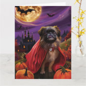 Halloween Pekingese Vampire Pumpkins Beängstigend Karte (Gelbe Blume)