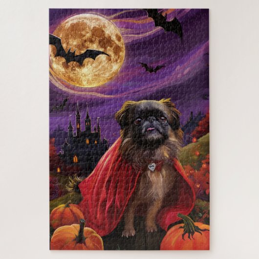 Halloween Pekingese Vampire Pumpkins Beängstigend Puzzle (Vertikal)