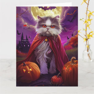 Halloween Persian Cat Vampire Pumpkins Beängstigen Karte