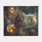 Halloween Persische Katze mit Kürbiskugeln Beängst Fleecedecke (Vorderseite (Horizontal))