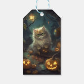 Halloween Persische Katze mit Kürbiskugeln Beängst Geschenkanhänger (Rückseite)