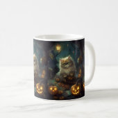 Halloween Persische Katze mit Kürbiskugeln Beängst Kaffeetasse (VorderseiteRechts)
