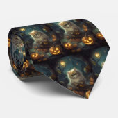 Halloween Persische Katze mit Kürbiskugeln Beängst Krawatte (Gerollt)