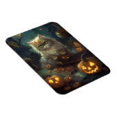 Halloween Persische Katze mit Kürbiskugeln Beängst Magnet (Rechte Seite)