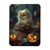 Halloween Persische Katze mit Kürbiskugeln Beängst Magnet (Vertikal)