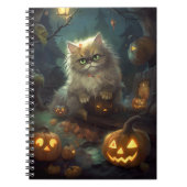 Halloween Persische Katze mit Kürbiskugeln Beängst Notizblock (Vorderseite)