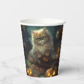 Halloween Persische Katze mit Kürbiskugeln Beängst Pappbecher (Rückseite)