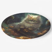 Halloween Persische Katze mit Kürbiskugeln Beängst Pappteller (Schrägansicht)