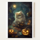 Halloween Persische Katze mit Kürbiskugeln Beängst Planer (Rückseite)