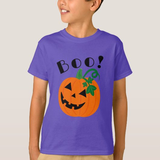 Halloween Personalisiert Kürbislaterne Boo T-Shirt (Vorderseite)