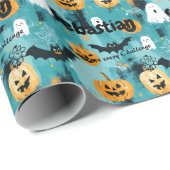 Halloween Personalisiert mit Pumpkins und Geistern Geschenkpapier (Rolleneckpunkt)