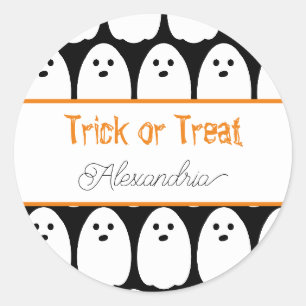 Halloween Personalisiert Niedlich Ghosts Trick ode Runder Aufkleber