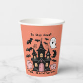 Halloween Personalisiert sei unser Spuk Haus Pappbecher (Rückseite)