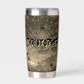 Halloween Personalisiert Skelett, Spinnen & Fleder Thermobecher (Rückseite)