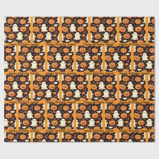 Halloween Personalize Name Boy oder Girl Geschenkpapier (Flach)