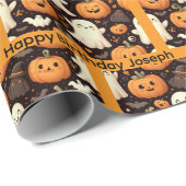 Halloween Personalize Name Boy oder Girl Geschenkpapier (Rolleneckpunkt)