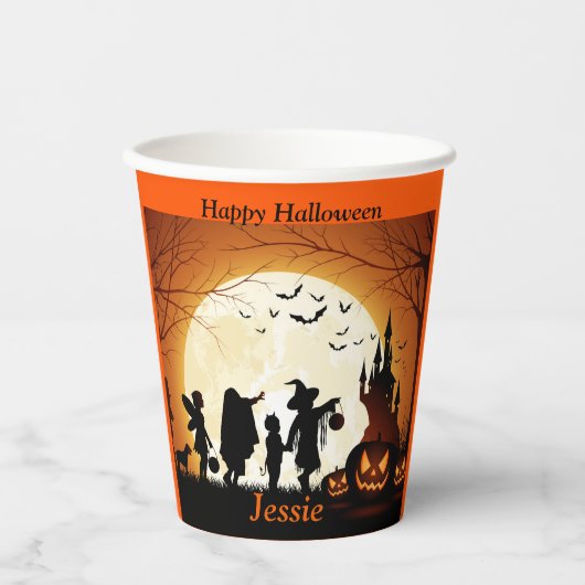 Halloween Personalize Name Kids Party Pappbecher (Vorderseite)