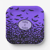 Halloween Personalize Names Fly Away Bats Pappteller (Vorderseite)