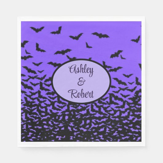 Halloween Personalize Names Fly Away Bats Serviette (Vorderseite)