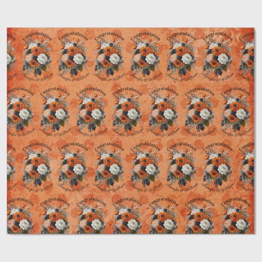 Halloween Personalize Names Pumpkin Mums Geschenkpapier (Flach)