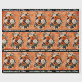 Halloween Personalize Names Pumpkin Mums Geschenkpapier (Flach)