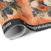 Halloween Personalize Names Pumpkin Mums Geschenkpapier (Rolleneckpunkt)