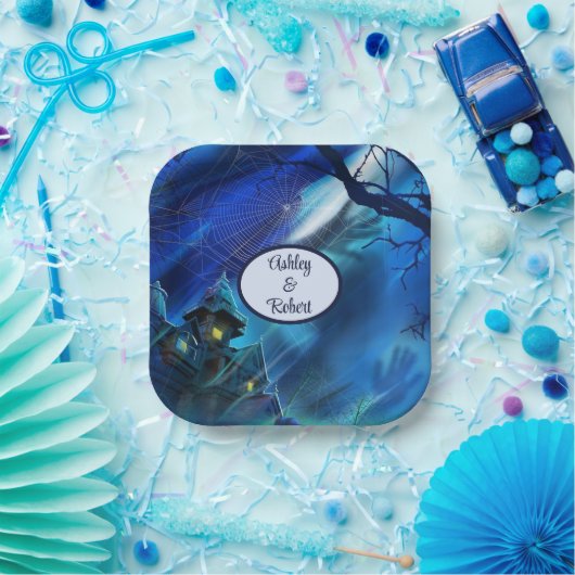 Halloween Personalize Names Spooky Haunts Pappteller (Party)