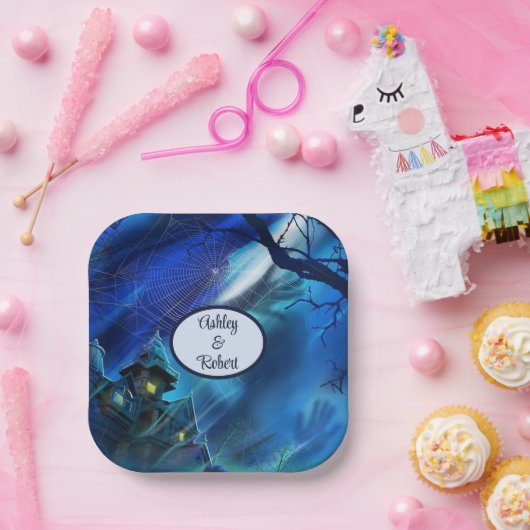 Halloween Personalize Names Spooky Haunts Pappteller (Party)