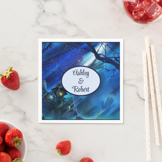 Halloween Personalize Names Spooky Haunts Serviette (Beispiel)