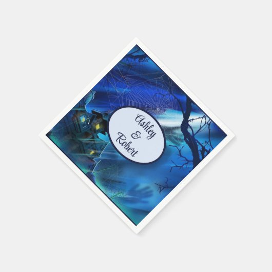 Halloween Personalize Names Spooky Haunts Serviette (Ecke)