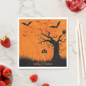 Halloween Personalize Names Spooky Tree Pa Serviette (Beispiel)