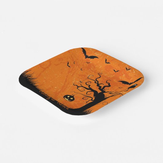 Halloween Personalize Names Spooky Tree Pappteller (Gewinkelt)