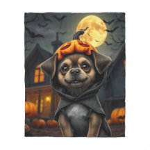 Halloween Pet Portrait Blanket Spooky Fleece Theme