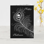 Halloween-Pfauenfeder Karte (Gelbe Blume)