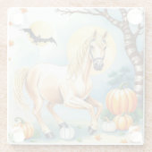 Halloween-Pferd mit Kürbis Glasuntersetzer (Rückseite)