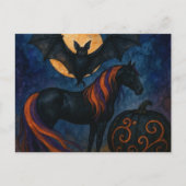Halloween Pferd und Bat mit Kürbis Postkarte (Vorderseite)