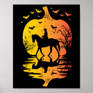 Halloween-Pferdesilhouette Kürbis Vintage-Kostüm Poster