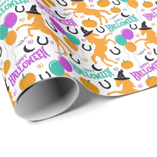 Halloween Pferdewrapping Paper Geschenkpapier (Rolleneckpunkt)
