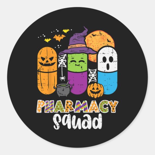 Halloween Pharmacy Squad PIlls Costume Pharmacist Runder Aufkleber (Vorderseite)