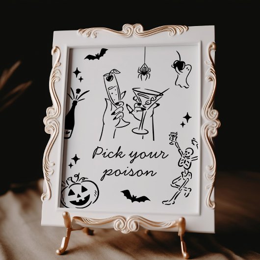 Halloween Pick Your Poison Cocktail Sign Poster