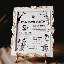 Halloween Pick Your Poison Cocktail Sign Poster