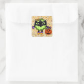 Halloween Pickle | Festtagsschlange Quadratischer Aufkleber (Tasche)