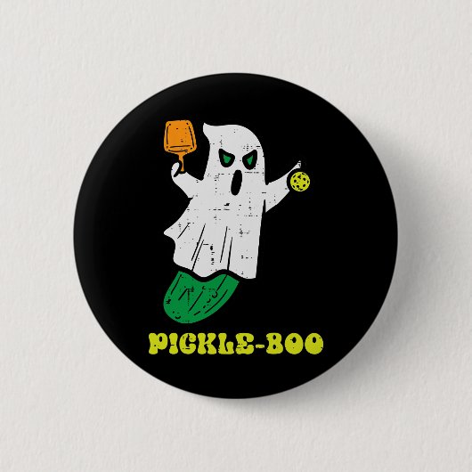Halloween Pickleball Pickle Boo Ghost Kostüm Männe Button (Vorderseite)
