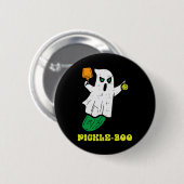 Halloween Pickleball Pickle Boo Ghost Kostüm Männe Button (Vorne & Hinten)