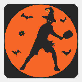 Halloween Pickleball Player Quadratischer Aufkleber