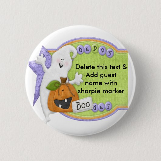 Halloween Pinback Buttons Party Name Button (Vorderseite)