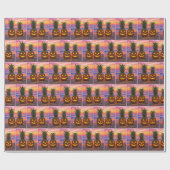 Halloween Pineapple Jack-o-lanterns On a Beach Geschenkpapier (Flach)