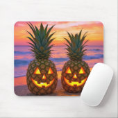 Halloween Pineapple Jack-o-lanterns On a Beach Mousepad (Mit Mouse)